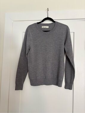 GRANA Italian Merino Wool Gray Crewneck Knit Sweater Pullover Men Size L